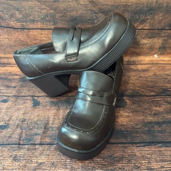 Vintage 90s Mudd Chunky Platform Loafers 🤎 Dark Academia // Size 10 - Picture 4 of 7